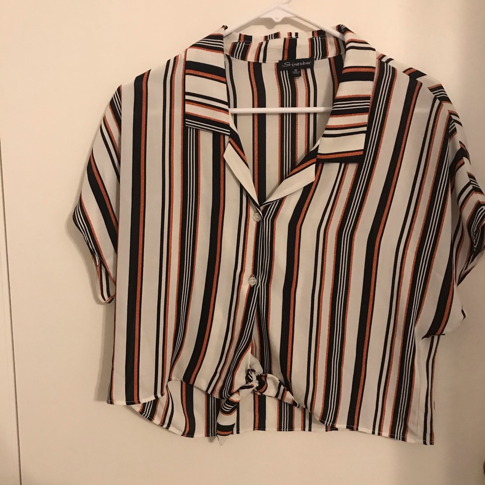 Striped tied crop top